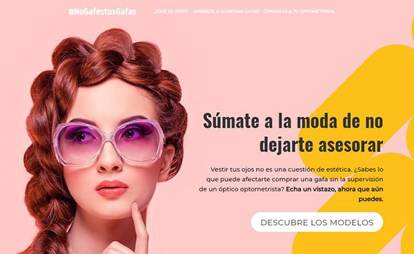 Portada de la página web nogafestusfafas.com creada por el Colegio de Ópticos y Optometristas de Castilla y León.