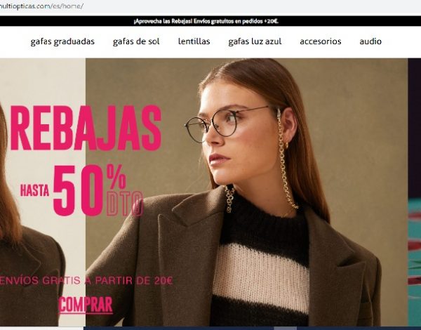 Página web de Multiópticas con la campaña de Rebajas