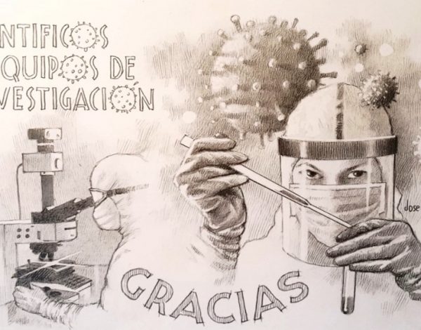 Fundación Jorge Alió. Dibujo que forma parte de la exposición Coronadibus.